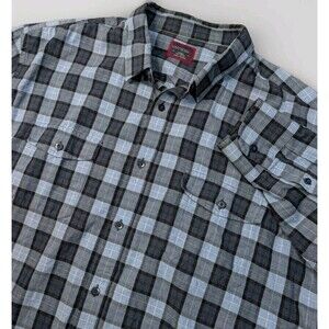 UNTUCKit Shirt Mens  3XL XXXLC Blue Plaid Button Front LS Double Button Pockets